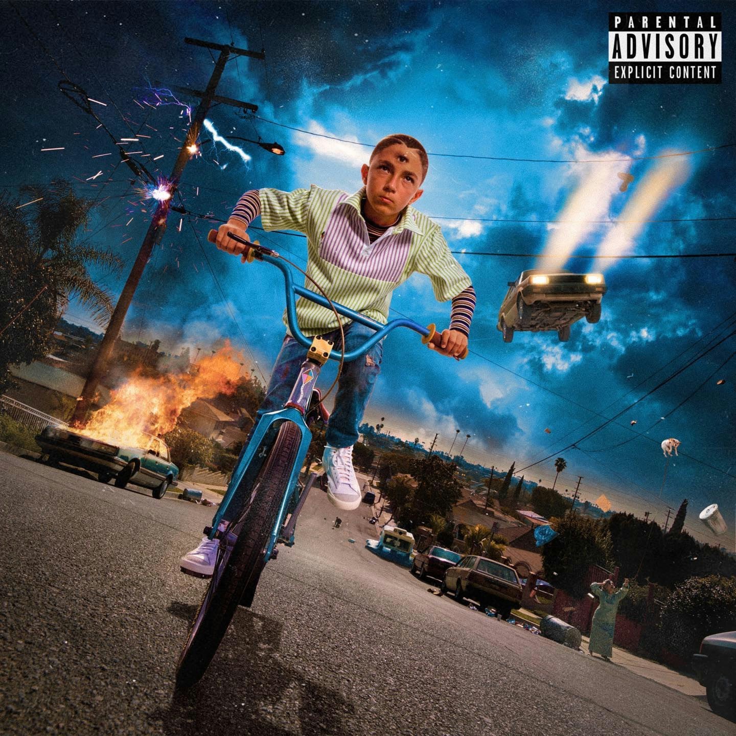 Bad Bunny — album cover, kid on a bike