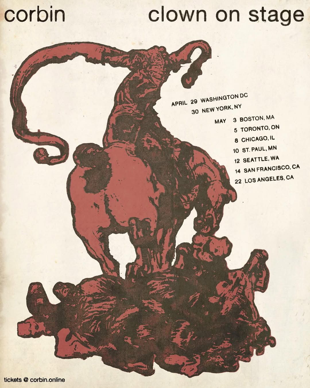 Corbin — Clown on Stage tour flyer, full uncropped poster