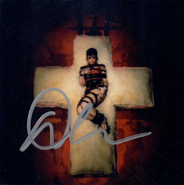 Demi Lovato — Holy Fvck CD packaging: signed insert — cross-bed photograph with signature