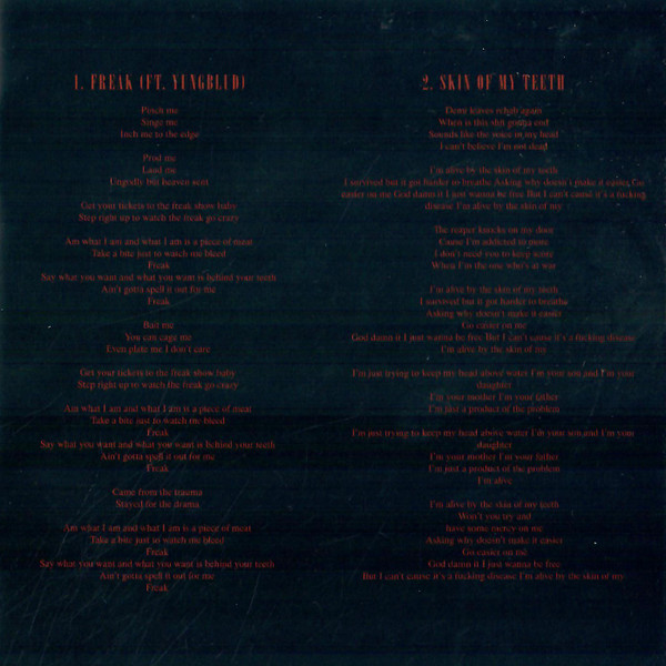 Demi Lovato — Holy Fvck CD packaging: booklet lyrics — Freak / Skin Of My Teeth