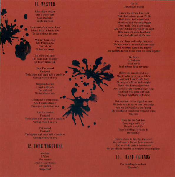 Demi Lovato — Holy Fvck CD packaging: booklet lyrics — Wasted / Come Together / Dead Friends