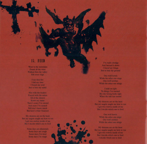 Demi Lovato — Holy Fvck CD packaging: booklet lyrics — Feed, devil illustration