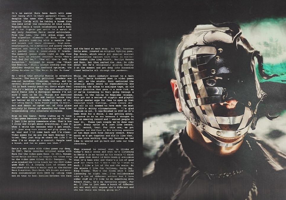 Korn — magazine spread, masked portrait