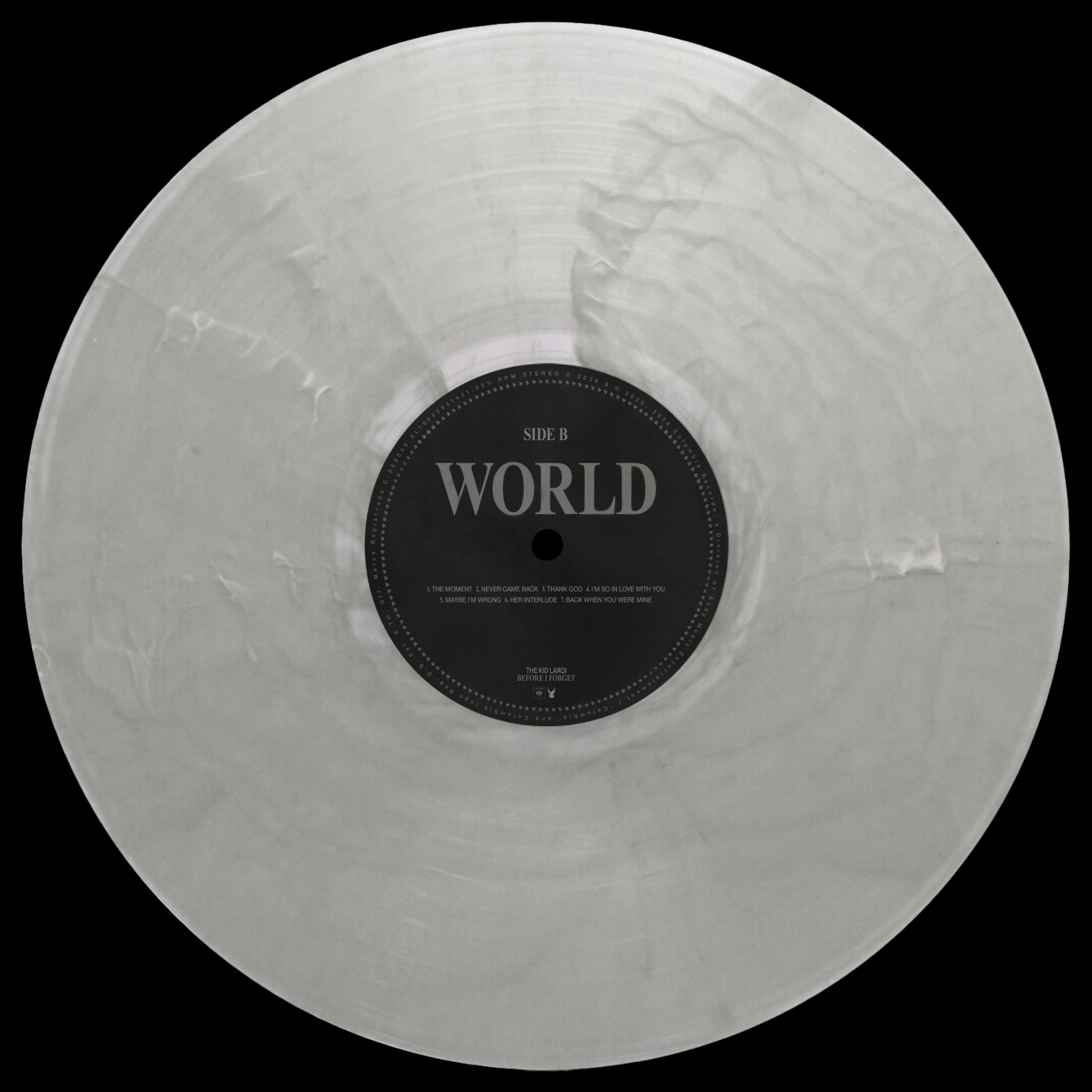 The Kid Laroi — Before I Forget vinyl, clear marbled disc, Side B