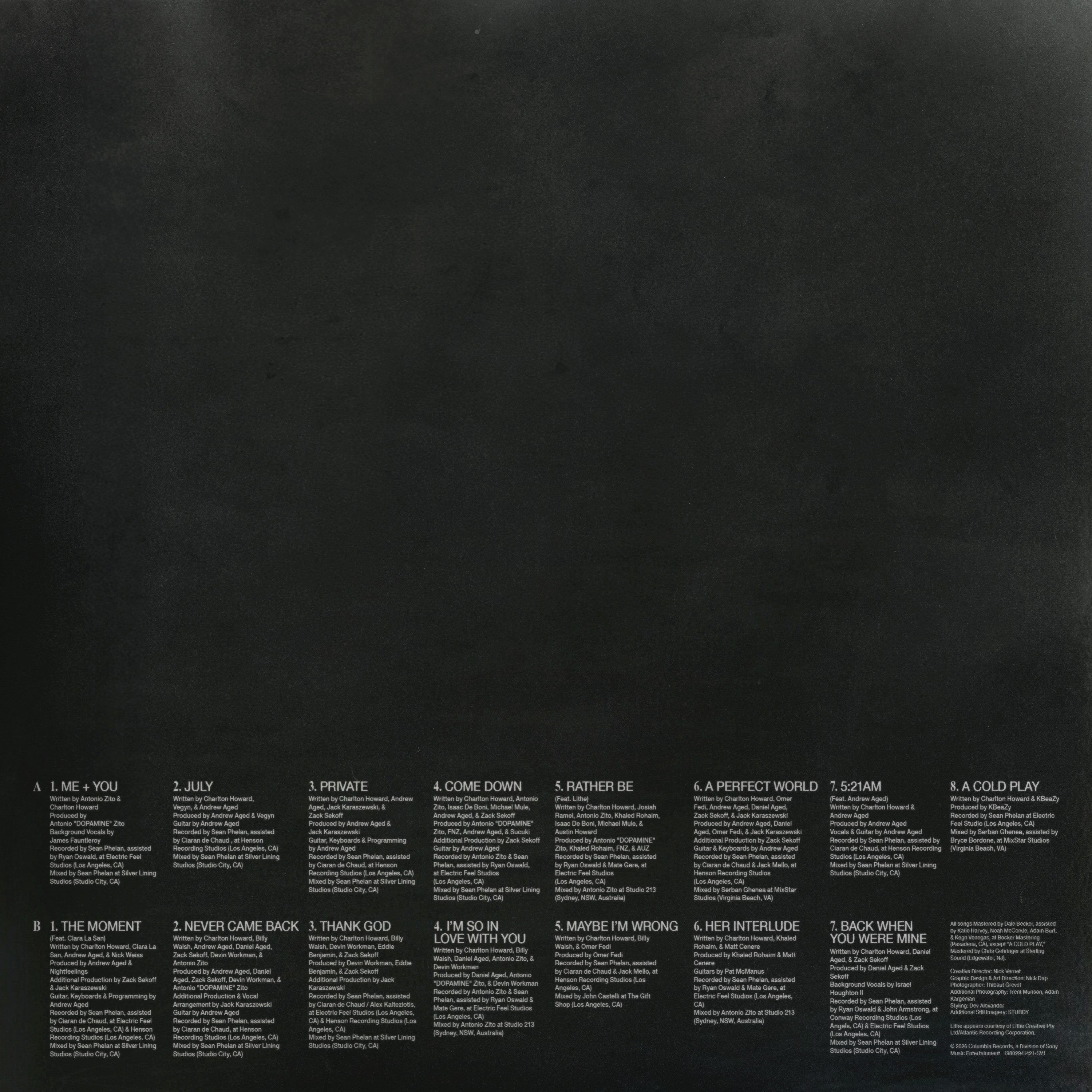 The Kid Laroi — Before I Forget vinyl, inner sleeve — credits
