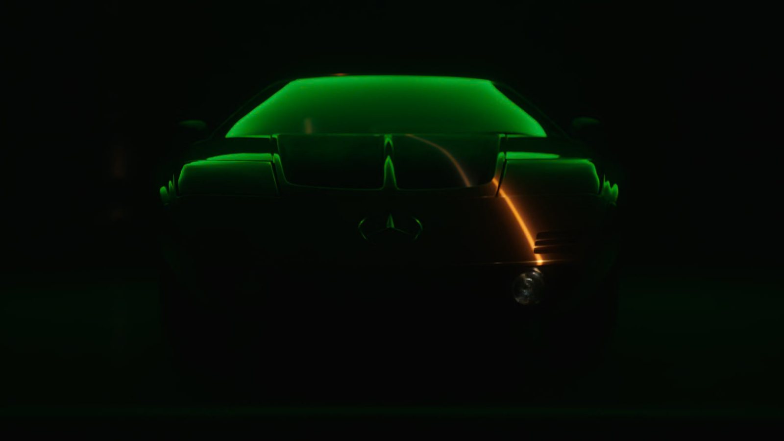 Mercedes-Benz C111 concept car in green light — MB Files: C111