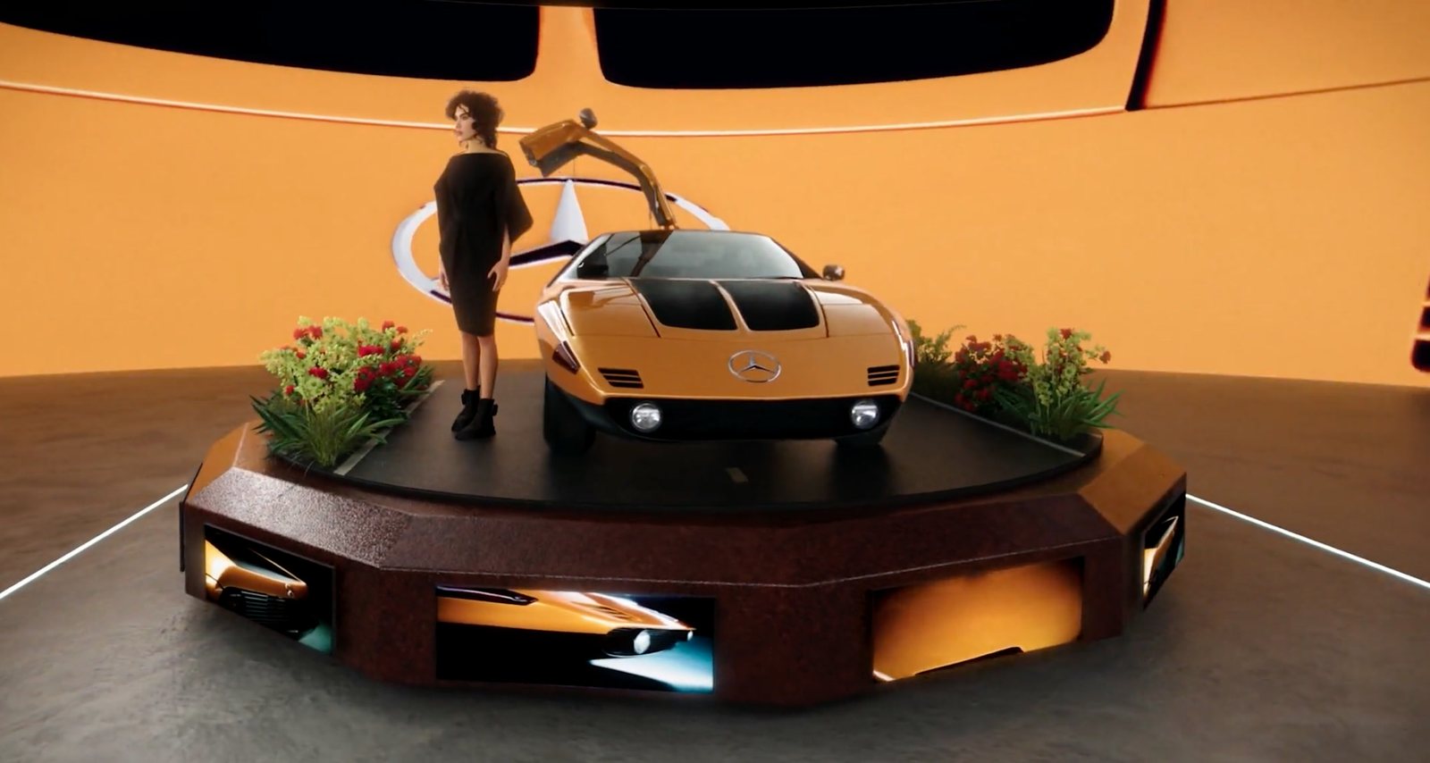 Mercedes-Benz C111 on a rotating platform — MB Files: C111