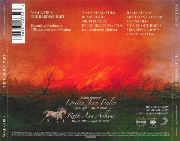 Noah Cyrus — The Hardest Part CD booklet: back cover