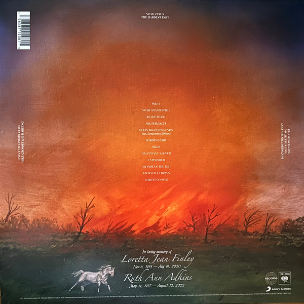 Noah Cyrus — The Hardest Part vinyl packaging: US LP jacket back