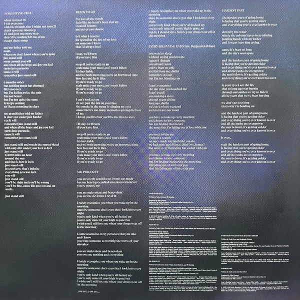 Noah Cyrus — The Hardest Part vinyl packaging: US lyric insert