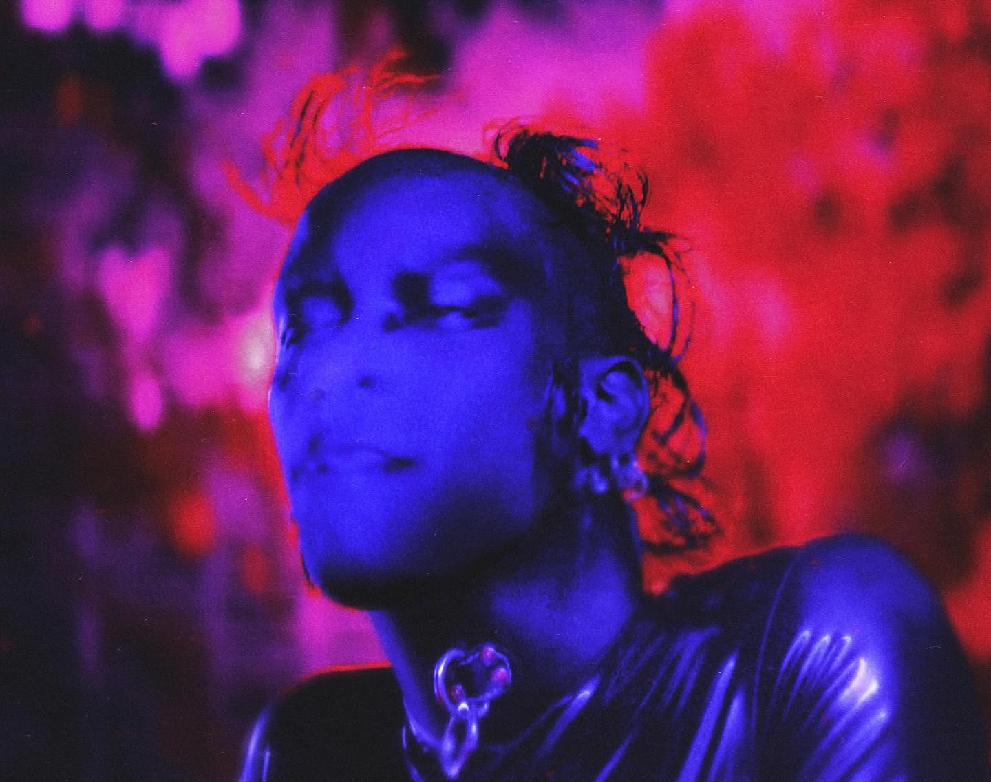Yves Tumor — Jackie, film still in red and blue