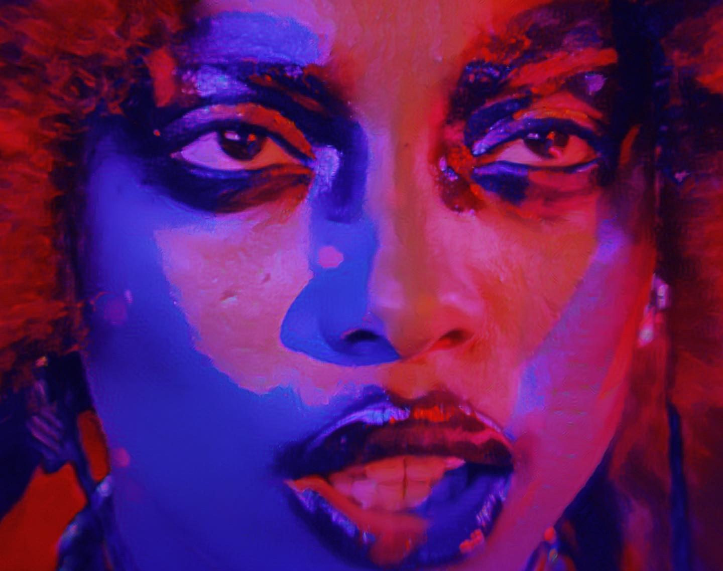 Yves Tumor — Jackie, film still in red and blue
