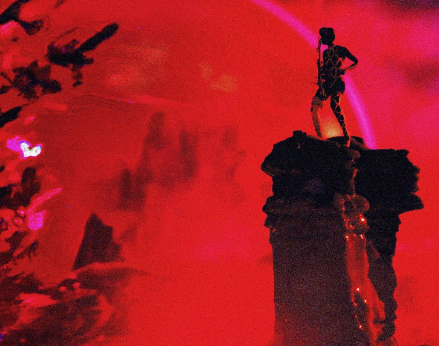 Yves Tumor — Jackie, film still in red and blue