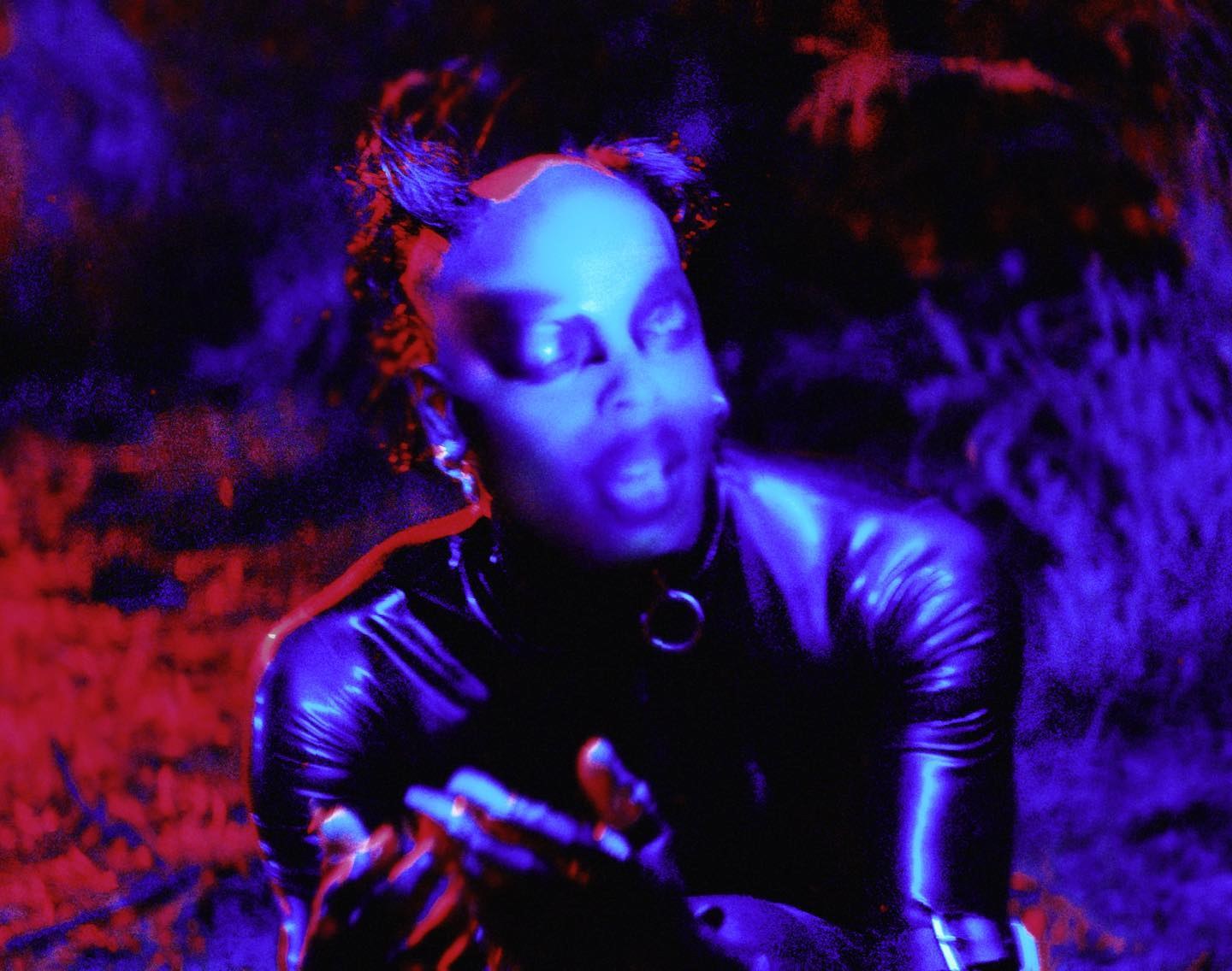 Yves Tumor — Jackie, film still in red and blue