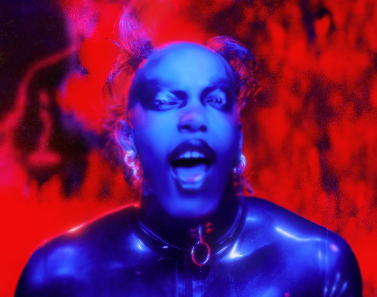 Yves Tumor — Jackie, film still in red and blue
